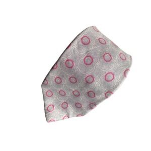 MALLARDS Silk Neck Tie Mens Gray Red Geometric Pattern Classic USA 57x3.5